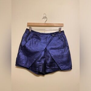 ZERO + MARIA CORNEJO Women's Blue Linen Shorts. Size 6
